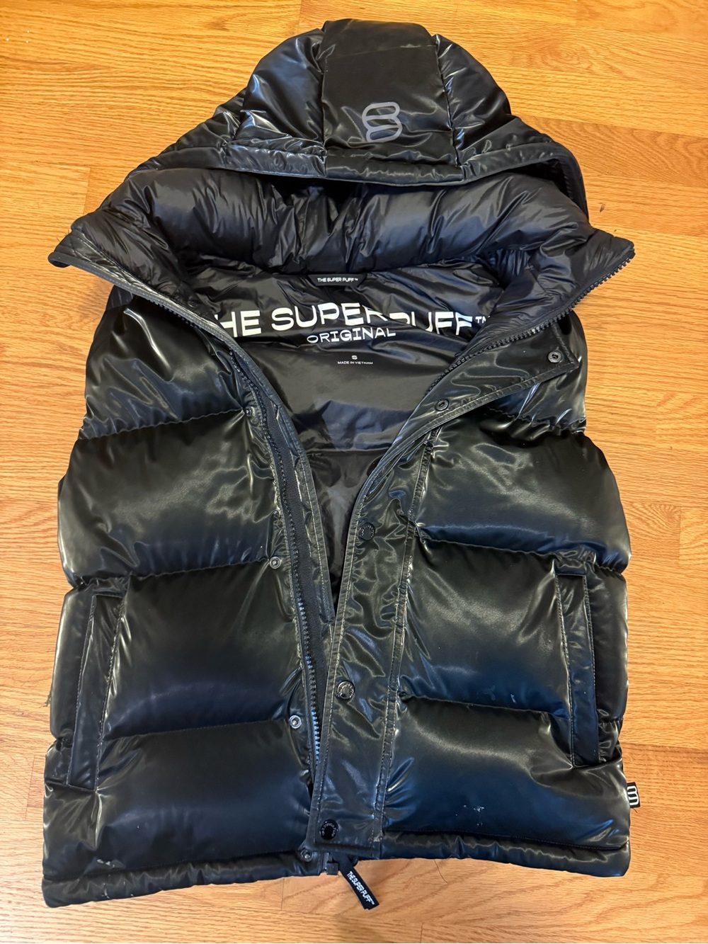 Aritzia Super Puff hooded vest Hi gloss
